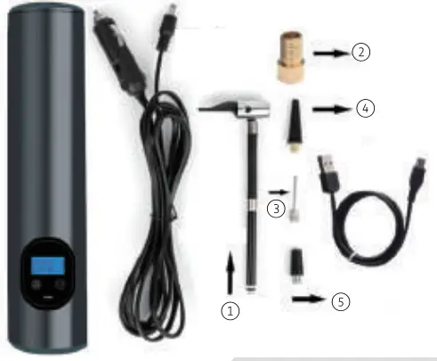 FlinQ FQC8241 Portable Air Compressor - Valve Adapters