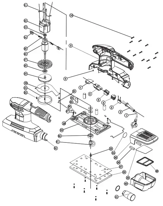 DEXTER DP5 330SHS3 5 Sheet Sander - DETAILED VIEW