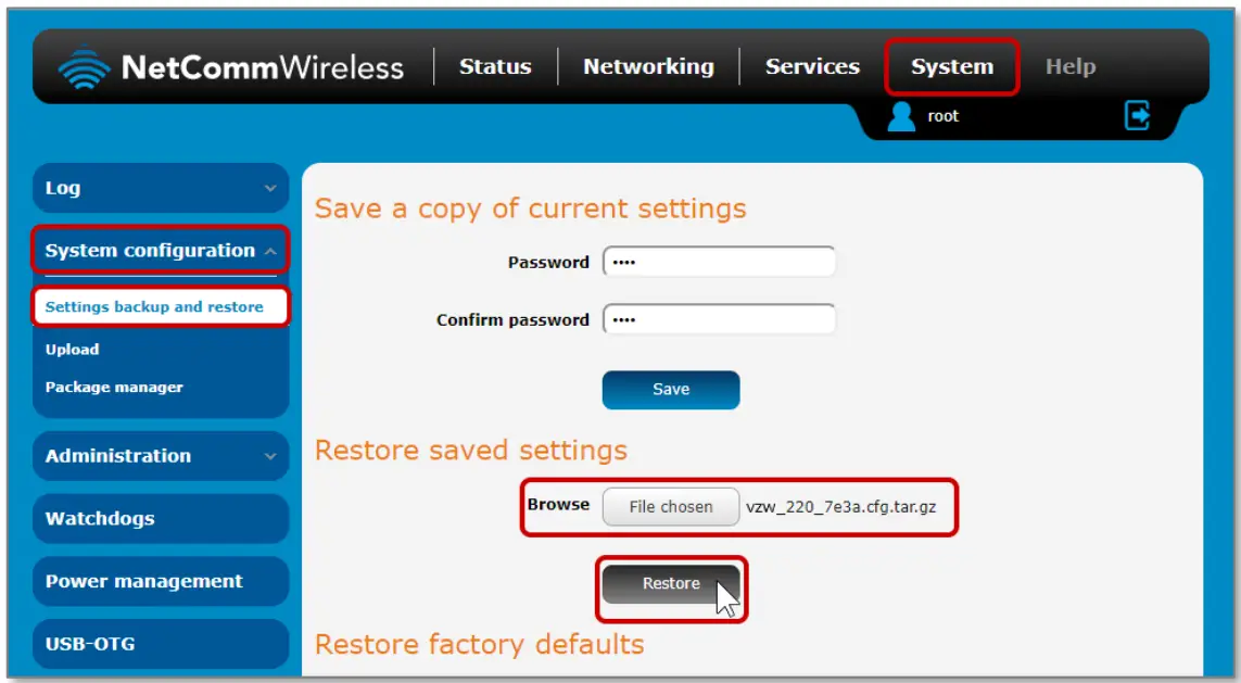 NetComm NTC-221 Industrial IoT M2M LTE Router with GPS - System Configuration