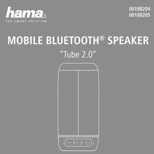 hama 00188204 Tube 2.0 Mobile Bluetooth Speaker User Guide
