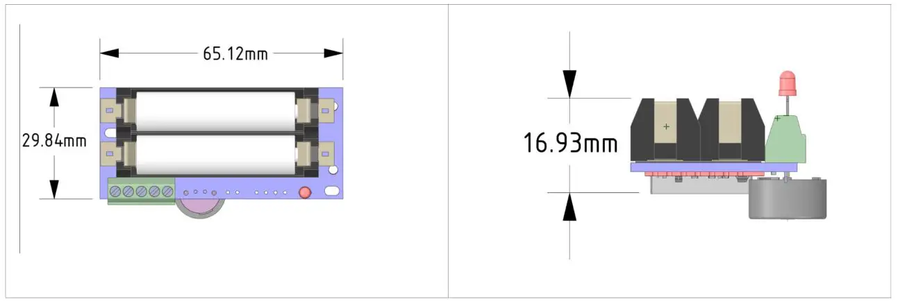 WTE MReX-PCB Mini Transmitter - Physical Dimensions