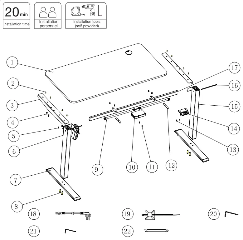 MAIDeSITe DeSK B08CX73F94 Electric Height Adjustable Desk - parts