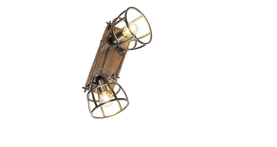 Qazqa 102429 Spotlight Ceailing Black With Wood Adjustable 2-way Light Instruction Manual