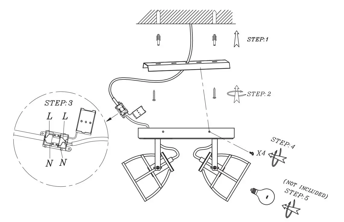 QAZQA 102429 Spotlight Ceailing Black with Wood Adjustable 2-Way Light fig1
