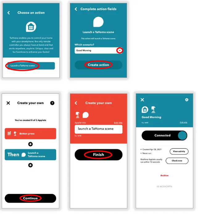 sOmfy IFTTT Tahoma RTS Zigbee Smartphonr and Tablet- CREATE AN APPLET 10