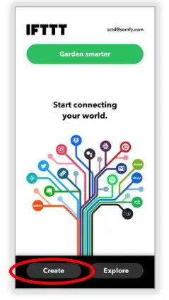 sOmfy IFTTT Tahoma RTS Zigbee Smartphonr and Tablet- CREATE AN APPLET