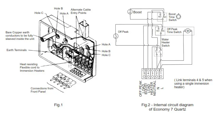 SECURE Economy 7 Quartz Electro-Mechanical Water Heating Control- Connections