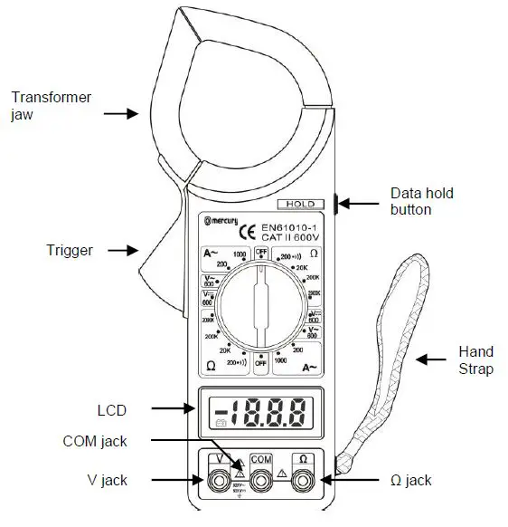 mercury CMT01 Clamp-on Digital Multimeter Fig1