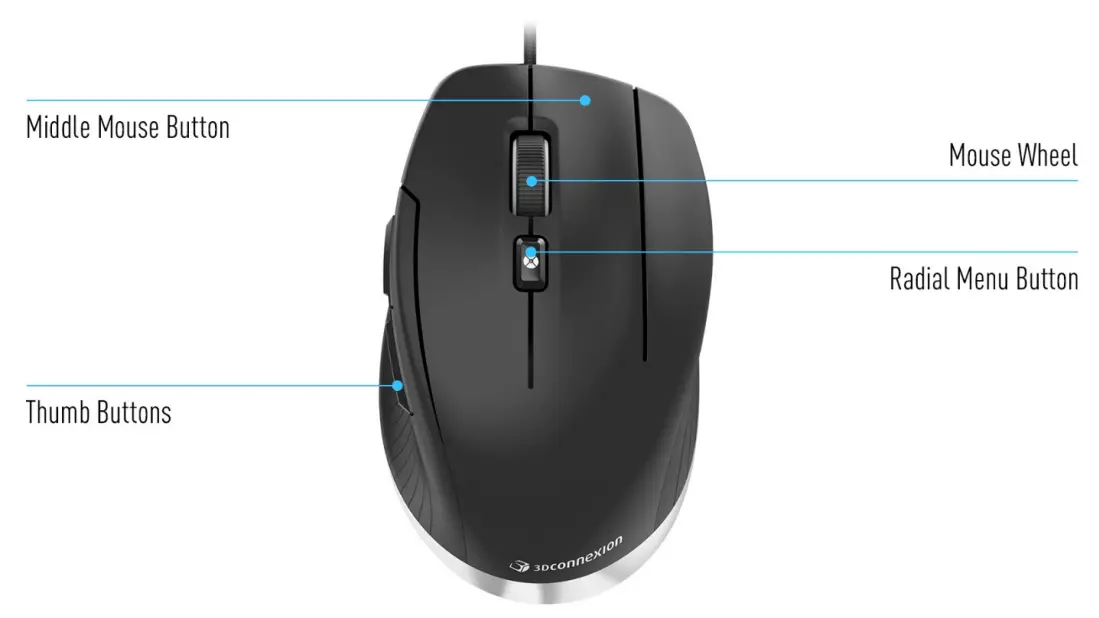 3Dconnexion 3DX 700081 CadMouse Compact Wired Mouse - Compact