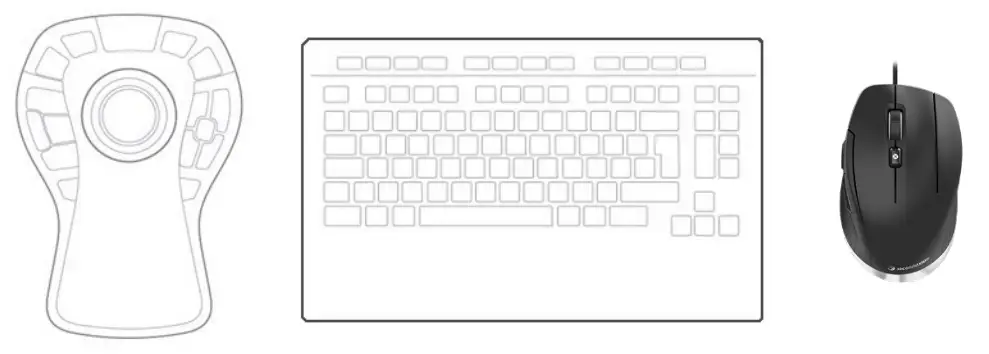 3Dconnexion 3DX 700081 CadMouse Compact Wired Mouse - Desktop Setup