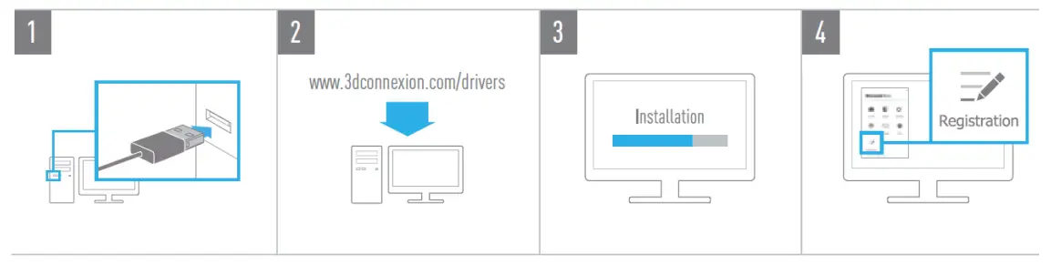 3Dconnexion 3DX 700081 CadMouse Compact Wired Mouse - Installation
