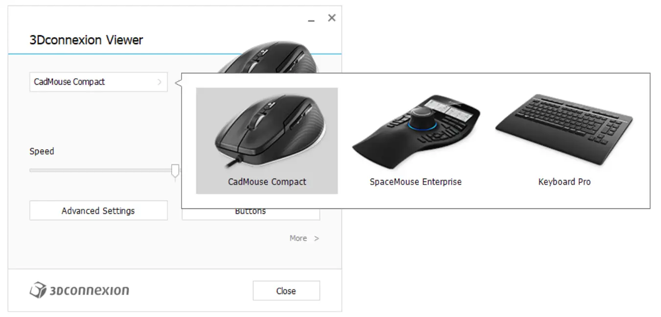 3Dconnexion 3DX 700081 CadMouse Compact Wired Mouse - Speed