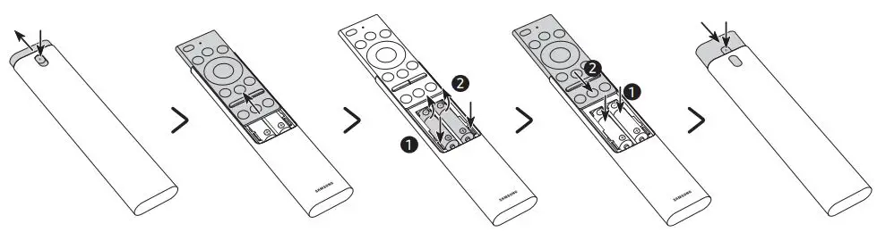 SAMSUNG Smart TV QLED User Manual - Installing batteries into the Samsung Smart Remote
