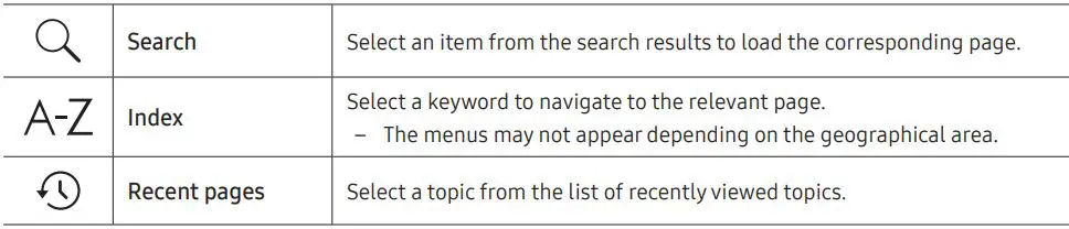 SAMSUNG Smart TV QLED User Manual - Learning the e-Manual's assistance functions