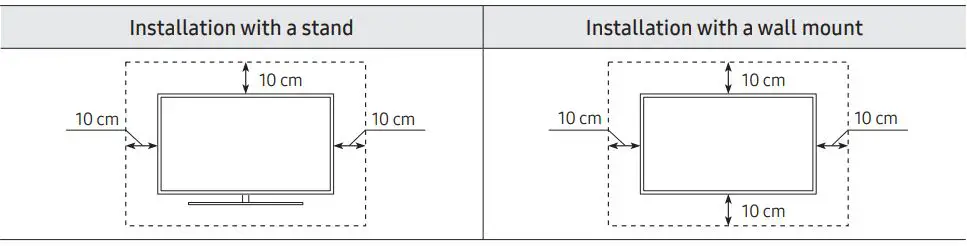 SAMSUNG Smart TV QLED User Manual - Installation with a stand & Installation with a wall mount