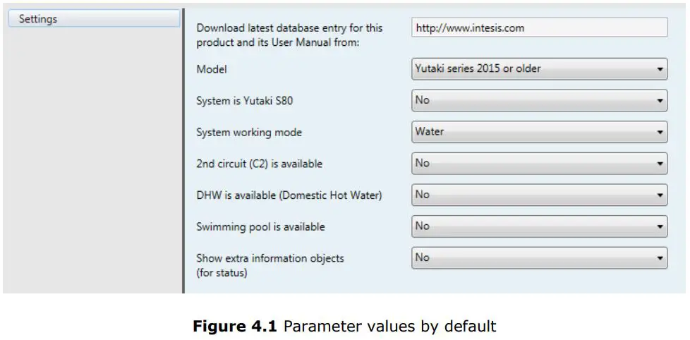 Intesis Interface for the integration of Hitachi’s Air-to-Water units User Manual - Default settings