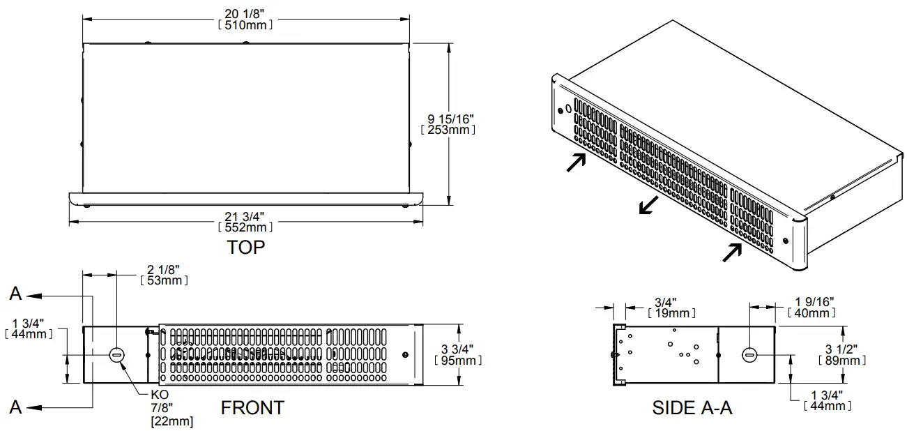 STELPRO SKS Series SKS1002W Kick Space Heater - TECHNICAL DRAWINGS
