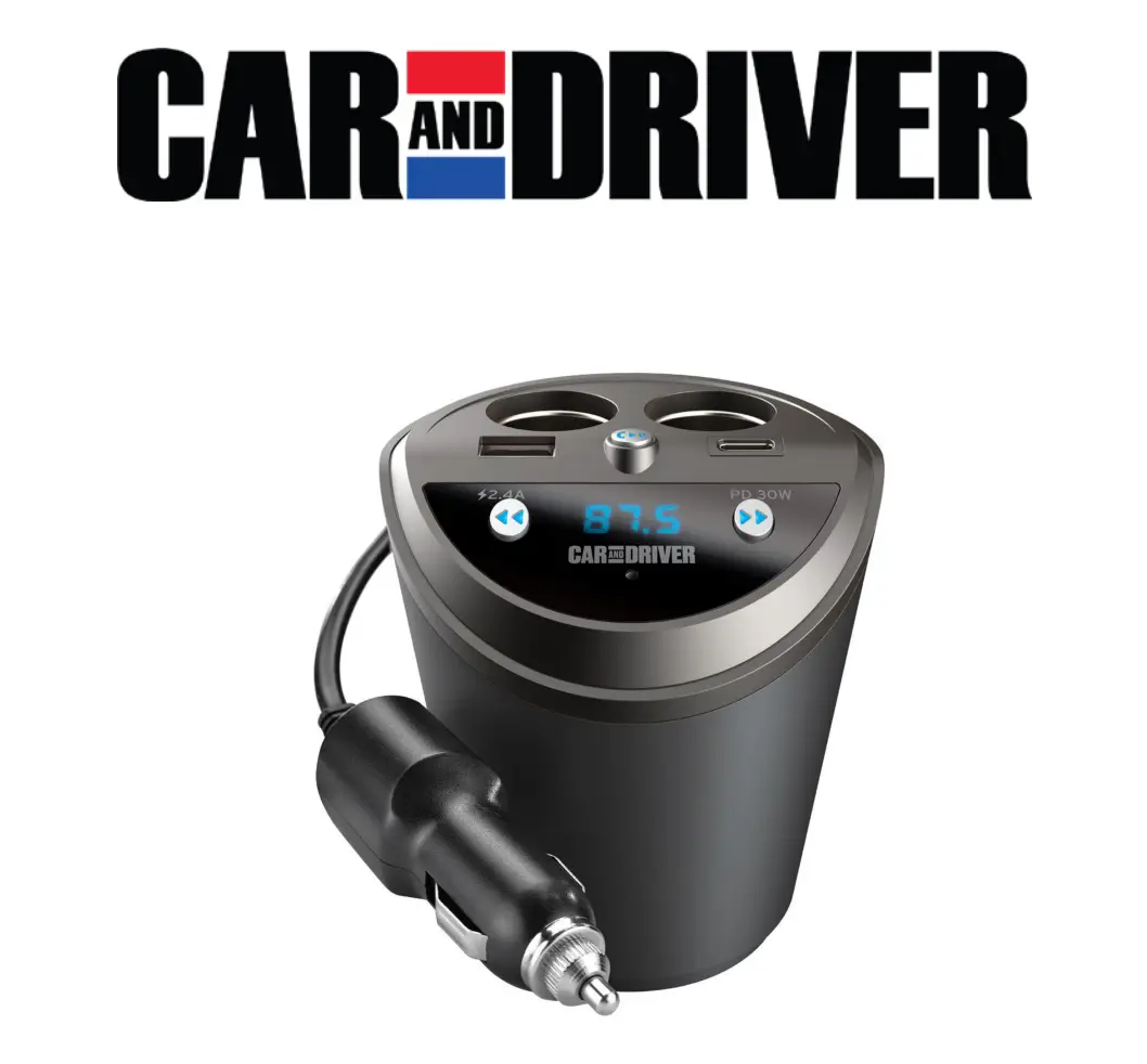 CAR AND DRIVER CAD-6057 Cupholder FM Transmitter and 4 Device Car Charger User Manual
