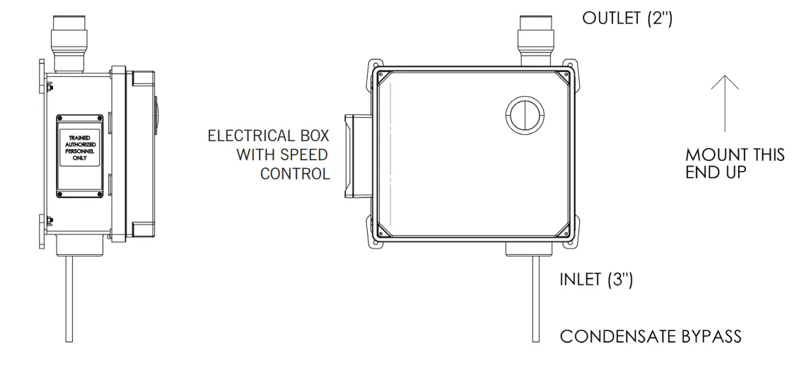 RadonAway HS2750 High Suction Fan Variable Wattage-end up