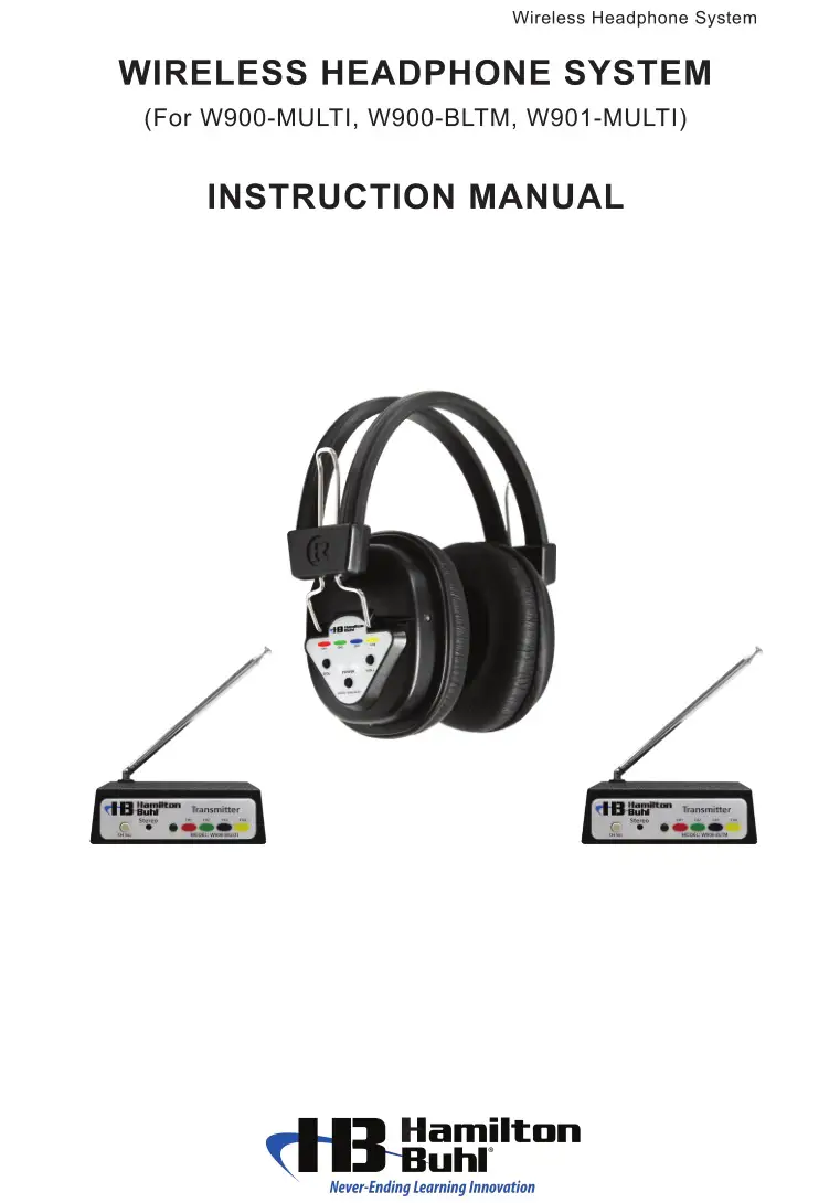 Wireless Headphone System W900-MULTI or W900-BLTM or W901-MULTI Instructionr Manual