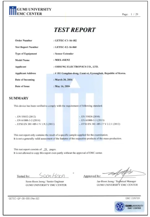 URC MRX-4SEN2 Total Control Sensor Extender - sartificat