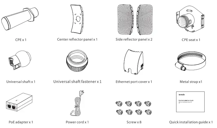 Tenda O9 5GHz 11AC 23dBi Gigabit Outdoor CPE - Package contents