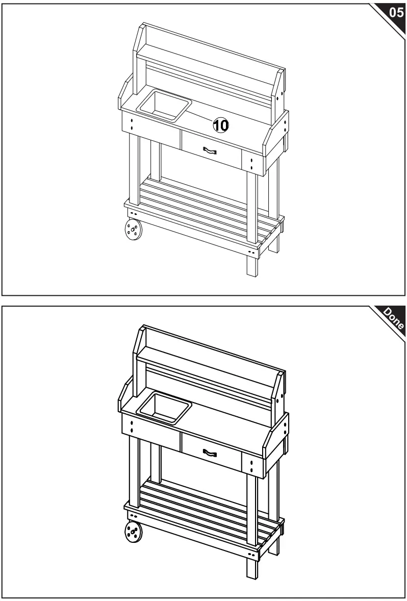 Outsunny 845-460 36 Inch Gardening Workbench with 2 Removable Wheels - fig 5
