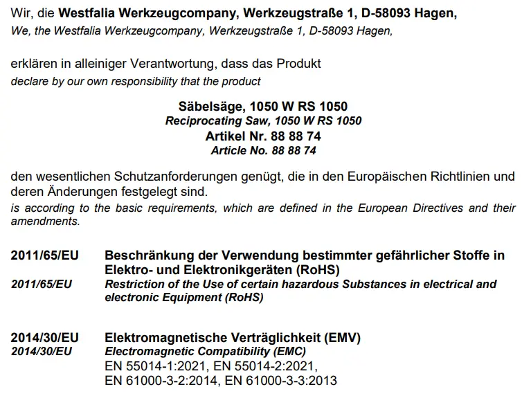 westfalia-1050-W-RS-1050-Reciprocating-Saw-fig-9