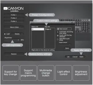 Keyboard settings through software
