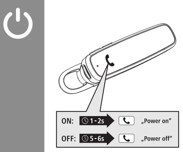 hama 00184069 My Voice 700 Bluetooth Mono Headset User Guide - Power Button