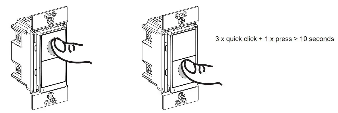 SQUARE D SQR14101BKZ Z-wave Auxillar Rocker Switch Instructions - Reset to factory defaults