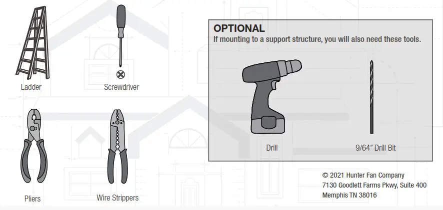 Hunter 50310 52 LED Hartland Ceiling Fan - Here are the tools you’ll need to complete your installation