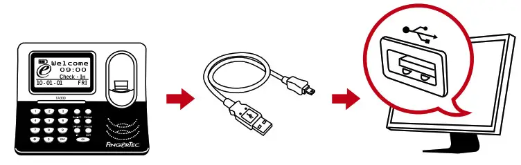 FINGeRTEC TA300 Desktop Time and Attendance Fingerprint Terminal- Connecting the Terminal to a Computer