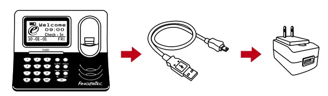 FINGeRTEC TA300 Desktop Time and Attendance Fingerprint Terminal- DC5V Power Adapter