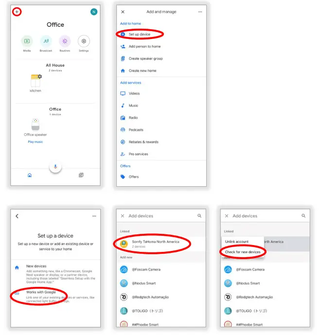 sOmfy IFTTT Tahoma RTS Zigbee Smartphonr and Tablet Interface- Assistant control