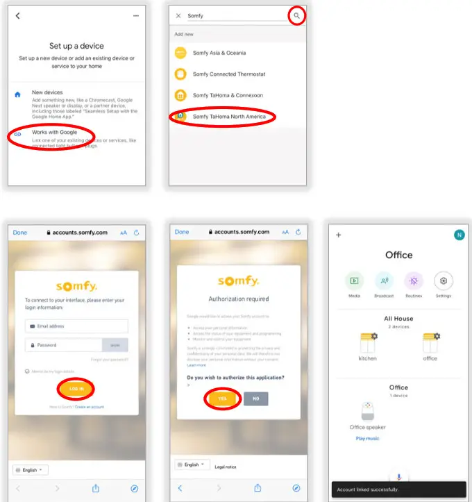 sOmfy IFTTT Tahoma RTS Zigbee Smartphonr and Tablet Interface- GOOGLE HOME 2
