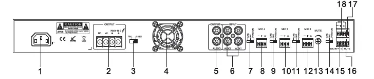 PURE-RESONANCE-AUDIORMA120BT-5-Channel-120W-Commercial-Rack-Mount-70-Volt-Mixer-Amplifier-2