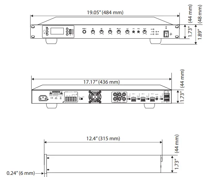 PURE-RESONANCE-AUDIORMA120BT-5-Channel-120W-Commercial-Rack-Mount-70-Volt-Mixer-Amplifier-9