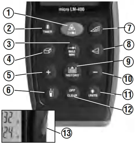 RIDGID Micro LM 400 Laser Distance Meter - Controls