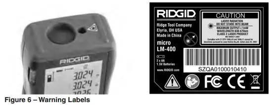 RIDGID Micro LM 400 Laser Distance Meter - laser beam