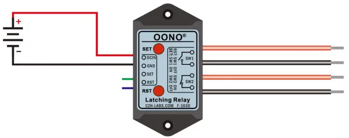 OONO F 1030 Series DPST 1NO 1NC 8Amp Latching Relay Module - Connects