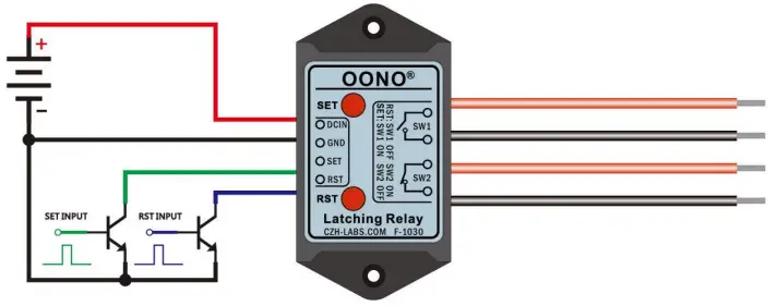 OONO F 1030 Series DPST 1NO 1NC 8Amp Latching Relay Module - output controller