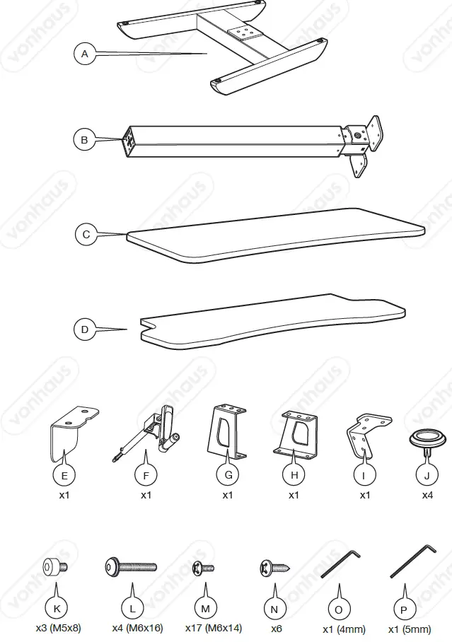 VonHaus 3000168 Black Sit Stand Adjustable Desk-FIG1