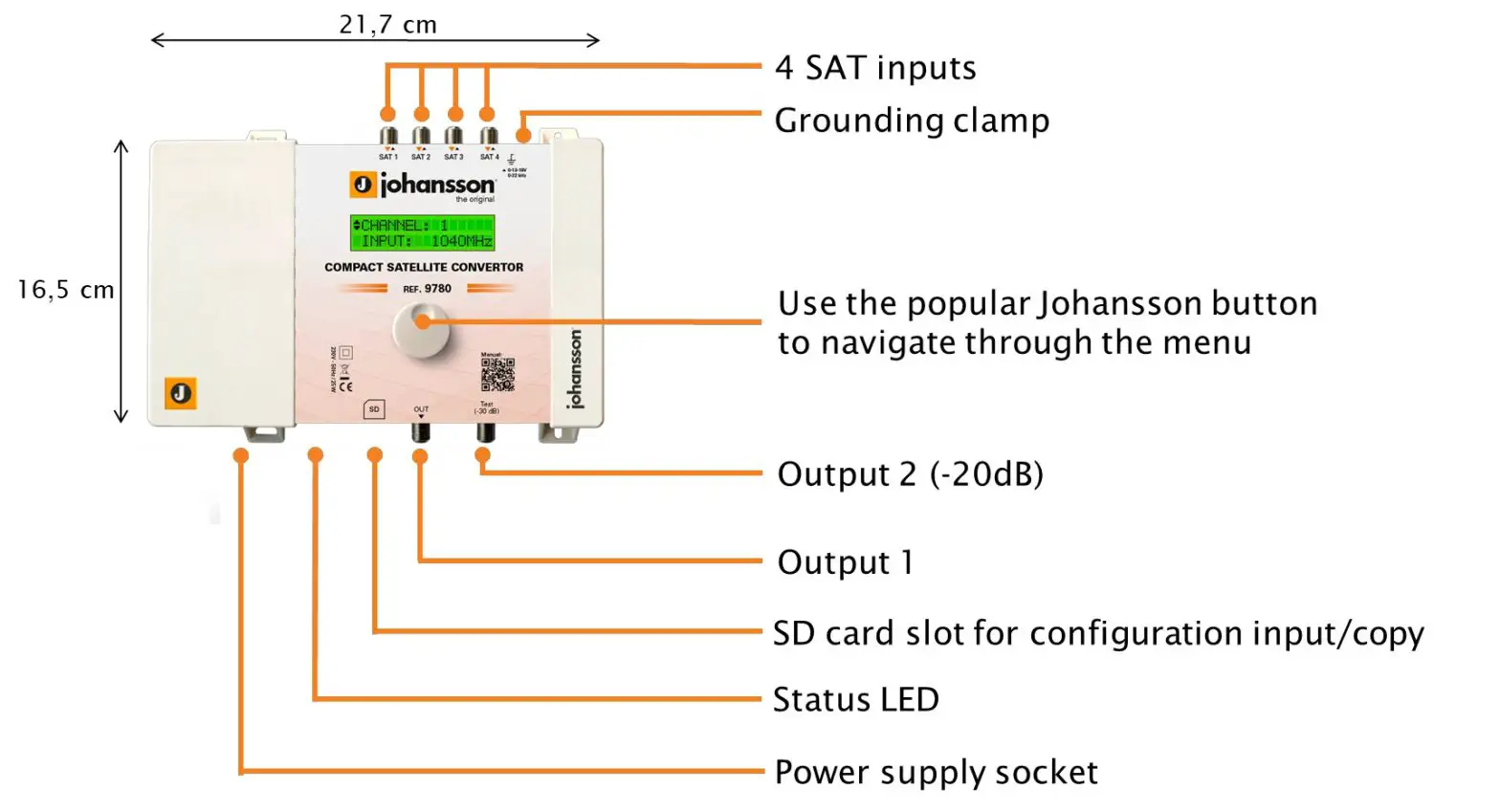 JOHANSSON 9780 Compact Satellite Convertor - Hardware installation