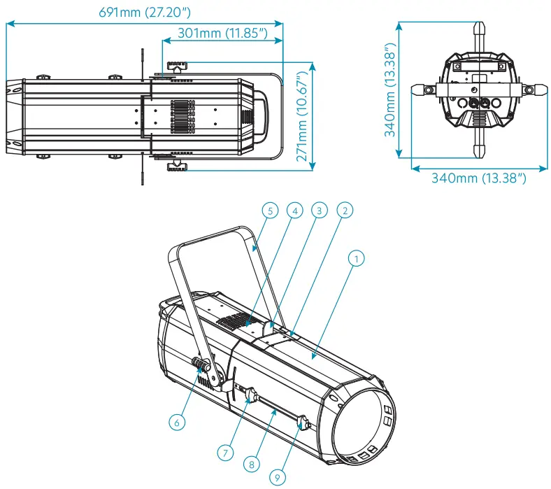 CentoLight 321879 Square 200PZ 200W LED Profile Spot Light - Overview