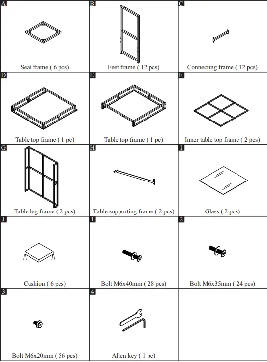 SANDSTONE A0008-BLCC Rattan Bar Set 6 Seater 2