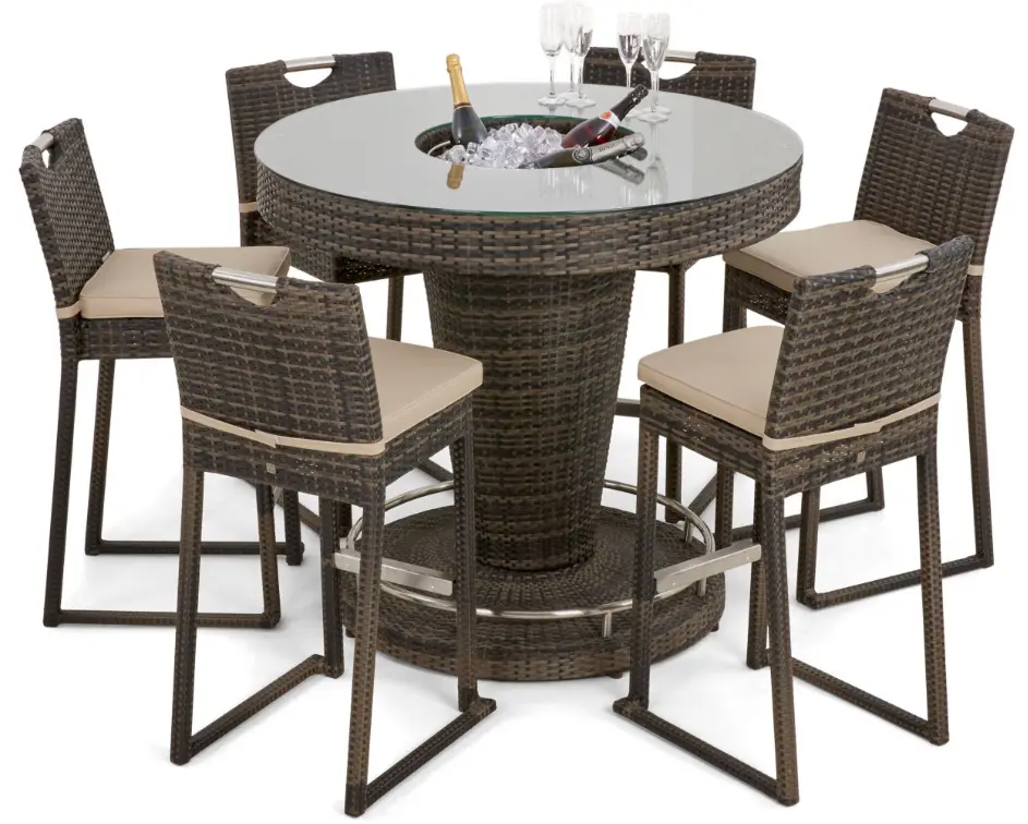 SANDSTONE A0008-BLCC Rattan Bar Set 6 Seater