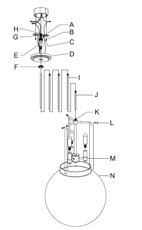 Hunter 19658 Natural Iron Sacha 3 Light 16 Inch Wide PRODUCT
