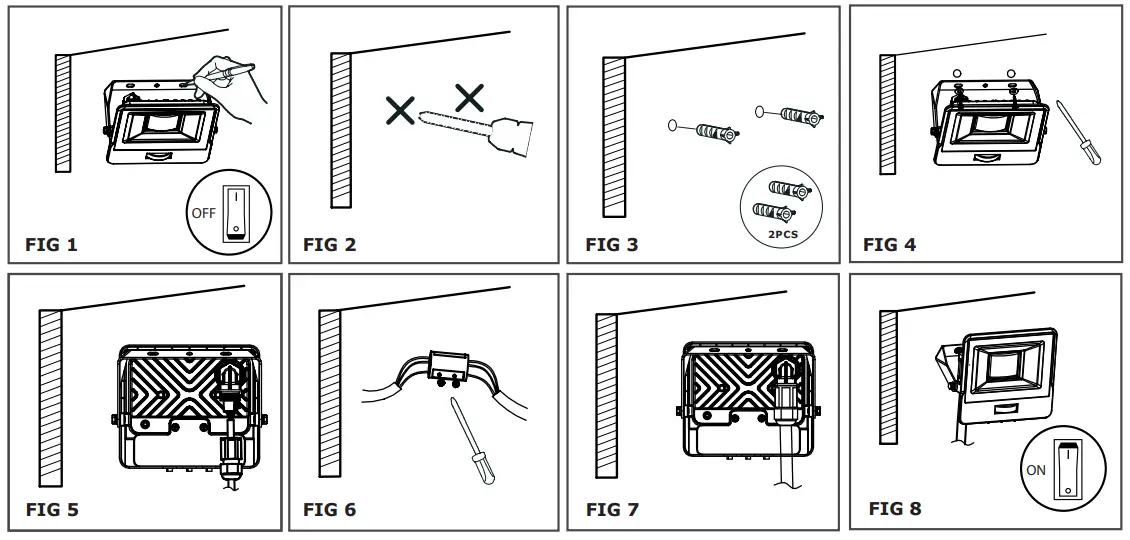 V-TAC VT-118S Pir Sensor Floodlight with Direct Connection - fig