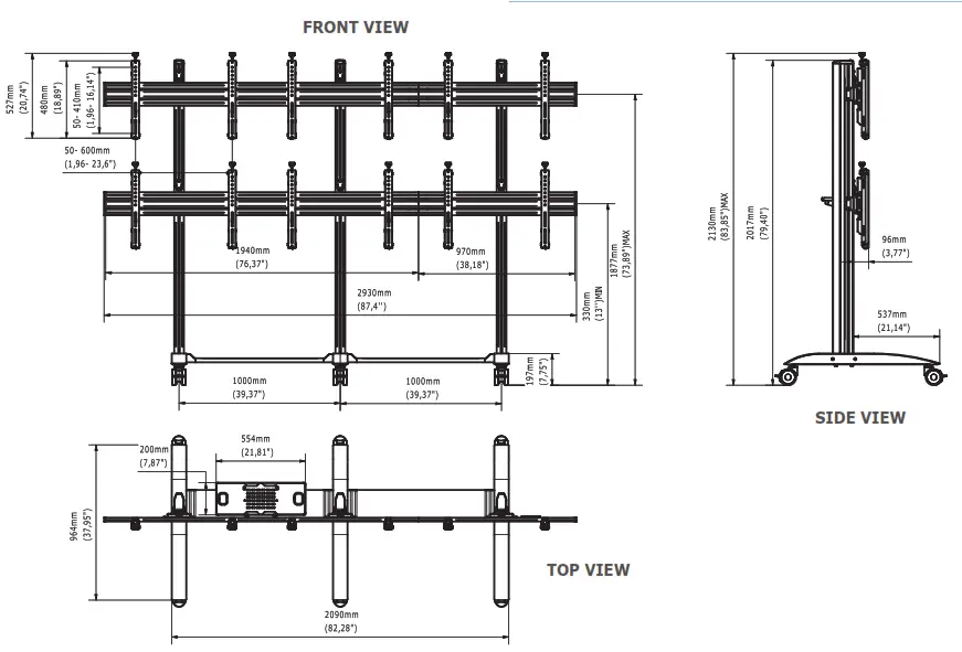 edbak VWTA3247-L Mobile Video Wall Trolley - 1